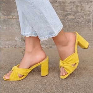 Jenissa Marigold Suede Knotted High Heel Sandals